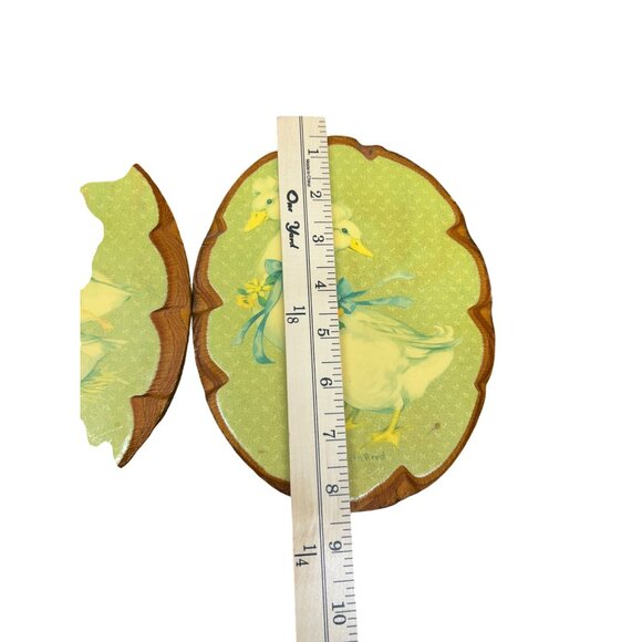 Vintage Vintage John Reed Swans Wood Plaque Duck Geese Goose Scalloped Edges - Picture 3 of 4